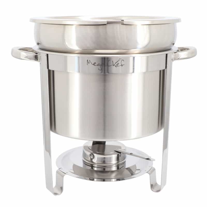 Megachef 11.6 Quart Round Stainless Steel Professional Soup Chafing Dish In Silver
