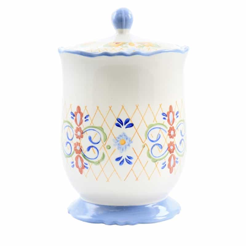 Laurie Gates California Designs Tierra 2.7 Quarts Hand Painted Stoneware Canister With Lid