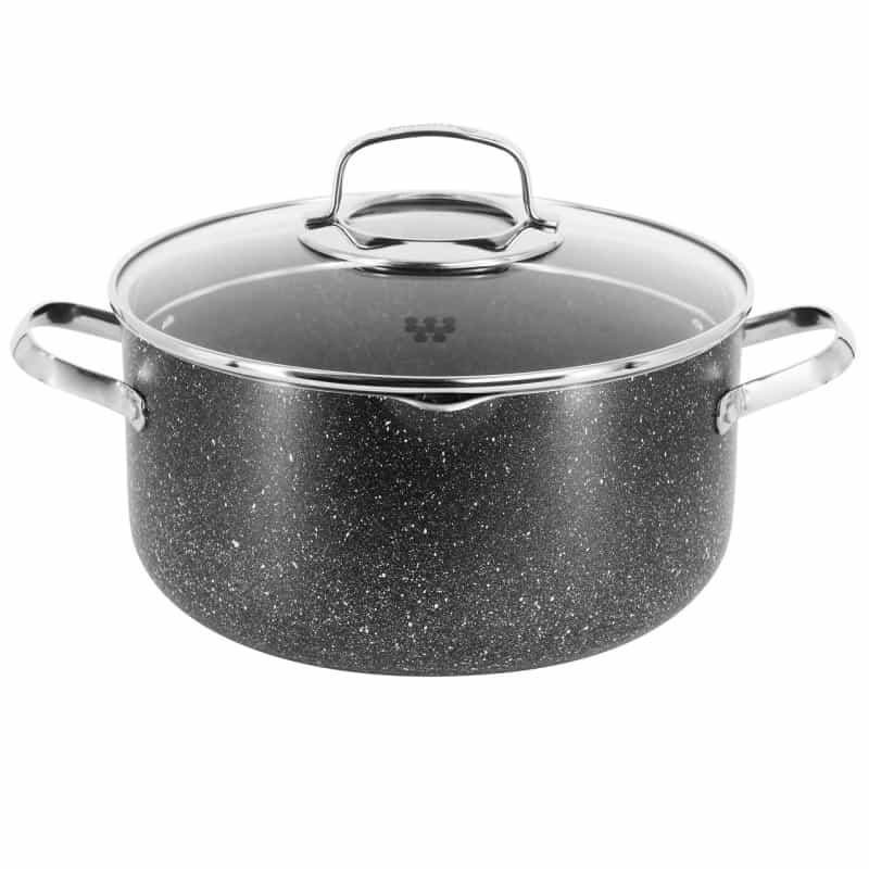 Korkmaz Galaksi Non Stick 9.5 Inch 5 Liter Casserole With Lid In Black