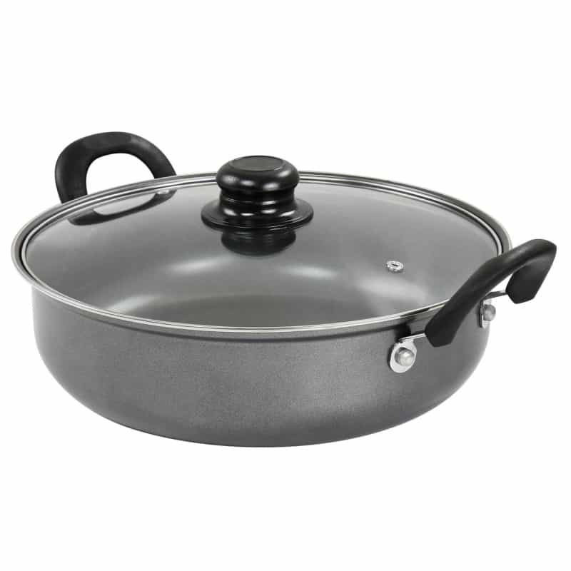 Gibson Everyday 12 Inch Highberry Nonstick All Purpose Pan With Lid In Grey