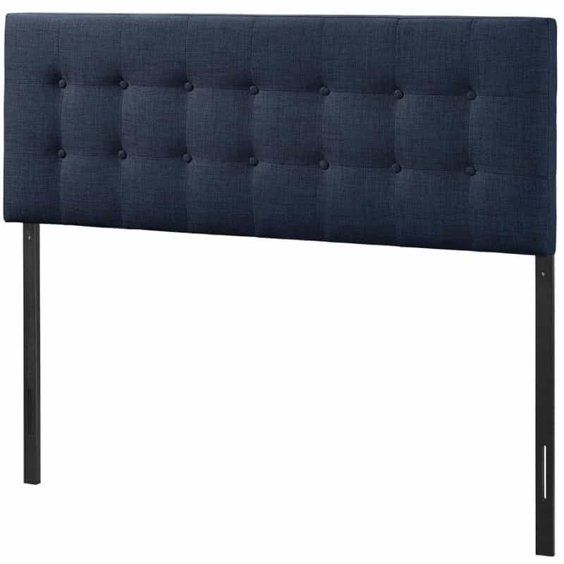 Full Size Navy Fabric Modern Upholstered Headboard
