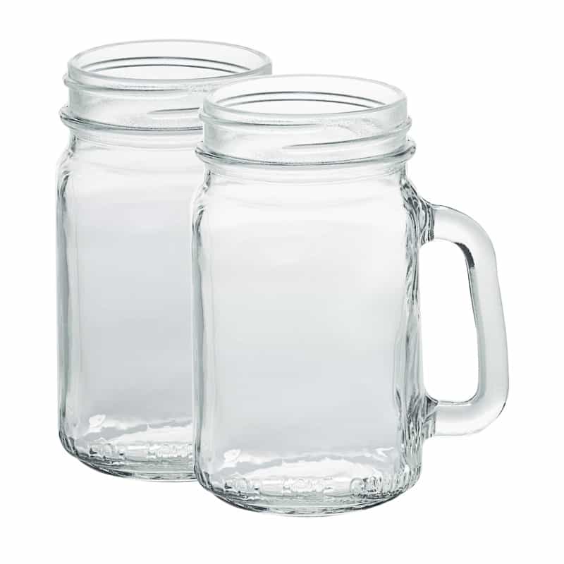 Glass Drinking Mugs, 2-Pack (16 Oz)