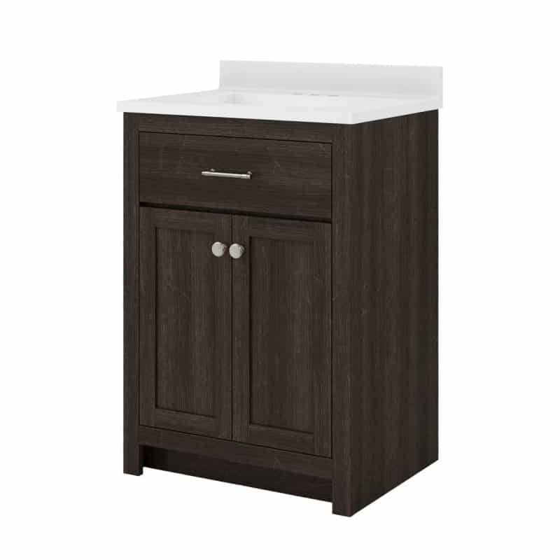 Reese Mocha Wood Freestanding Single Sink Bathroom Vanity With Cultured Marble Top - 25" - Mocha