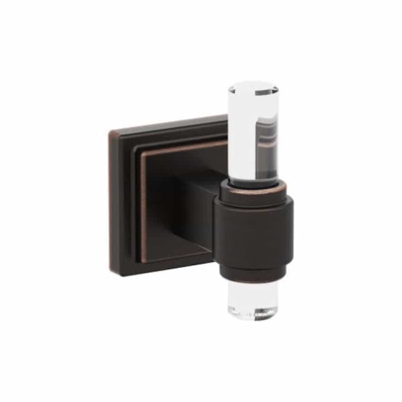 Glacio Zinc & Acrylic Single Prong Robe Hook - Clear / Oil Rubbed Bronze - 2 13/16" (71 Mm) Length