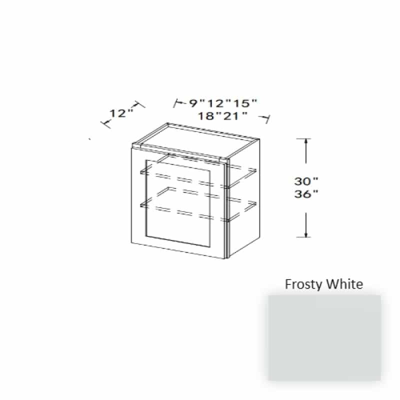 Frosty White Wood Kitchen Wall Cabinet - 15" X 12" X 30" - Frosty White