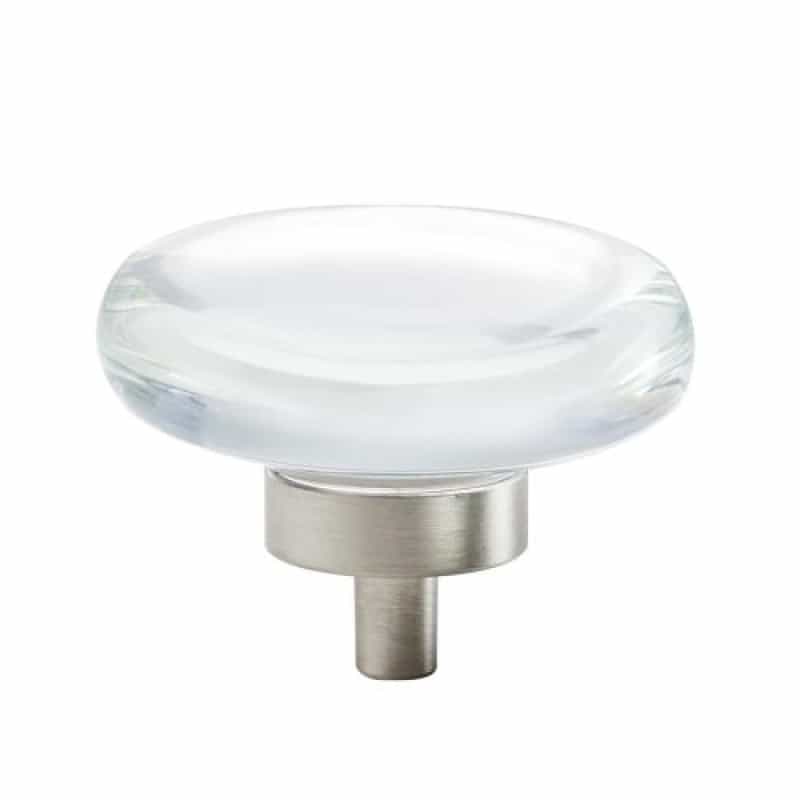 Glacio Aluminum & Glass Cabinet Knob - Clear / Satin Nickel