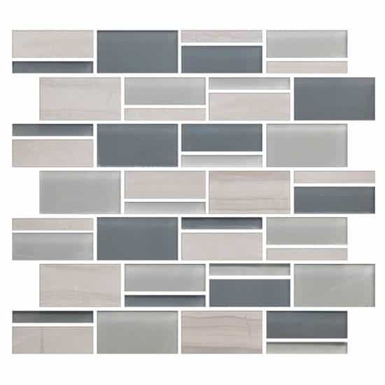 Color Appeal Sea Cliff Stone & Glass Mosaic - 3" X Random Lengths - Glossy