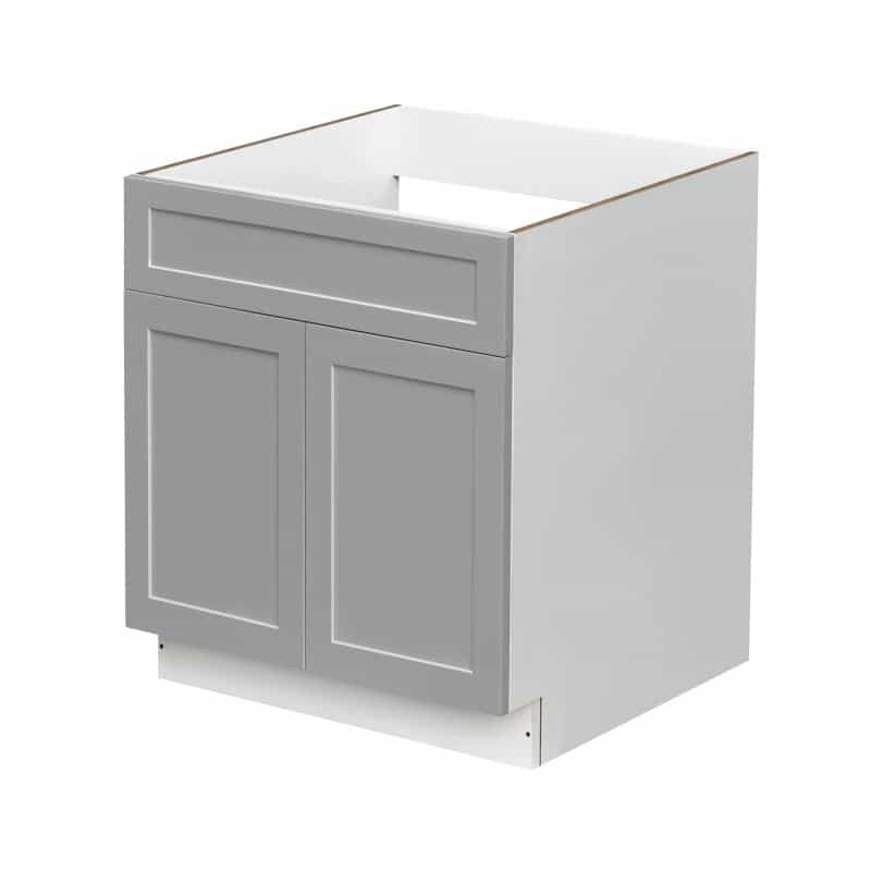 Mallorca Icgs.Sb33 Dolphin Gray Shaker Wood Kitchen Base Cabinet - 33" X 24" X 34 1/2" (Assembly Required) - Dolphin Gray
