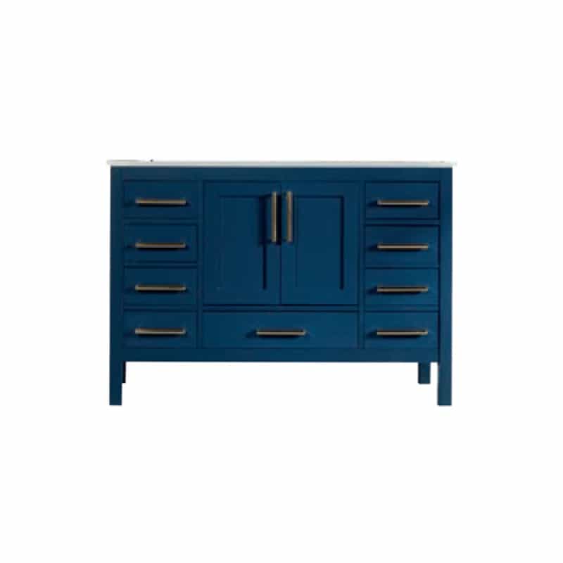 Ashley Navy Blue Wood Freestanding Bathroom Vanity With Gold Cabinet Pull - 48" (Assembled) - Navy Blue