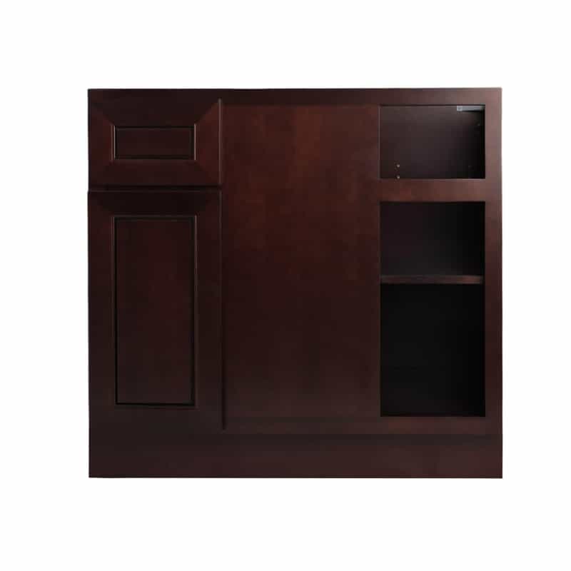 Chocolate Mahogany Wood Kitchen Corner Blind Base Cabinet - 36" X 24" X 34.5" (Assembly Required) - Chocolate Mahogany