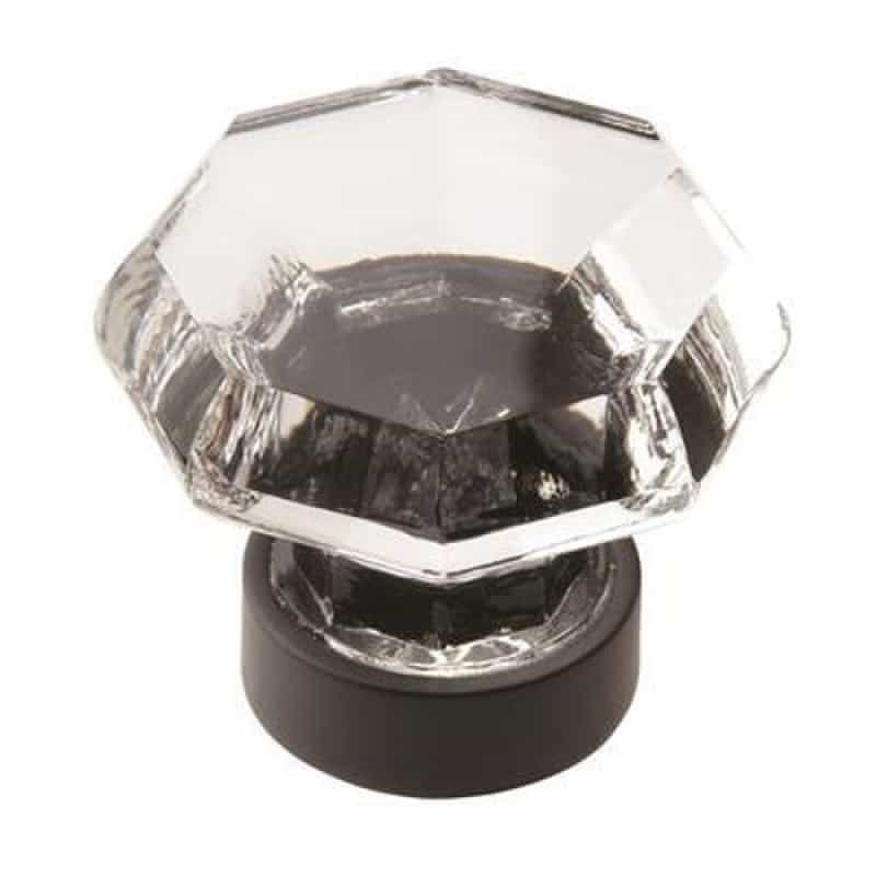Traditional Classics Zinc & Tempered Glass Cabinet Knob - Clear / Black Bronze - 1 5/16" (33 Mm) Length