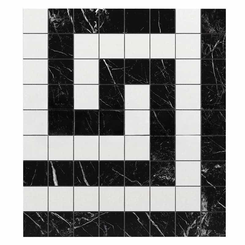 Thassos White Marble Border - Greek Key Border Corner With Black