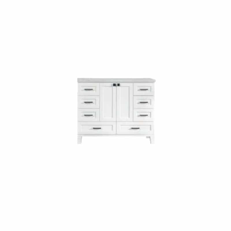 Paloma White Wood Freestanding Bathroom Vanity With Black Cabinet Pull - 42" (Assembled) - White