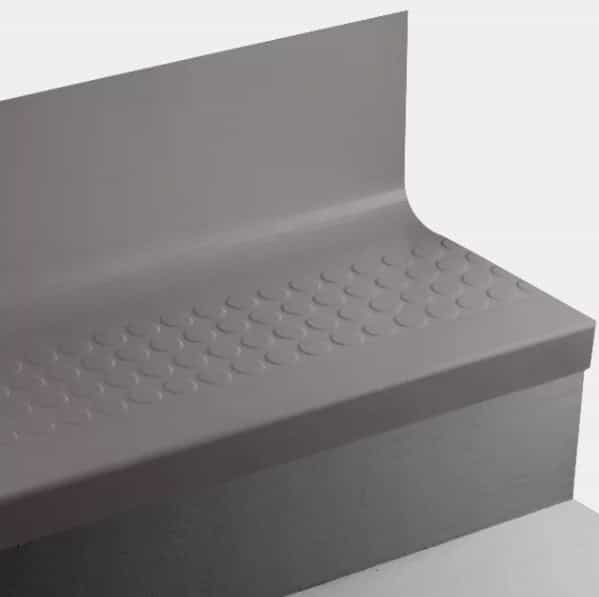 Johnsonite Fudge Raised Round Rubber Moulding / Trim - 19" X 60" Angle Fit Stair Tread With Riser (Sq) - Textured