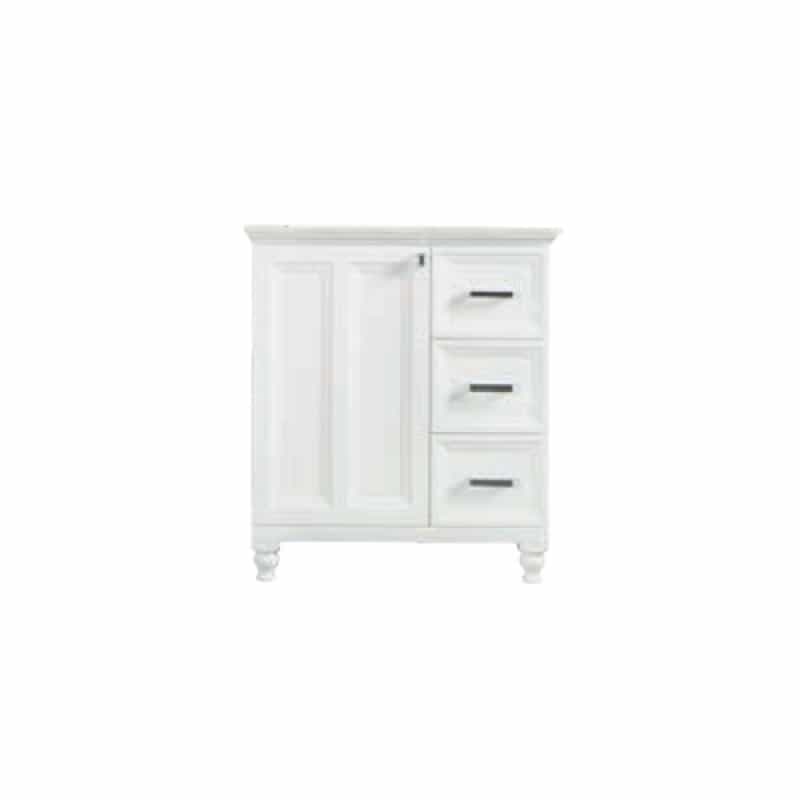 Isabel White Wood Freestanding Bathroom Vanity With Chrome Cabinet Pull - 30" (Assembled) - White