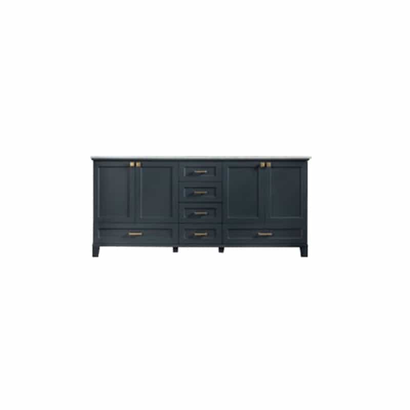 Paloma Dark Grey Wood Freestanding Double Sink Bathroom Vanity With Cashmere Top & Gold Cabinet Pull - 72" (8" Faucet Hole Spacing) (Assembled) - Dark Grey