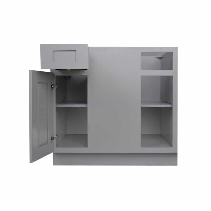 Gray Shaker Wood Kitchen Corner Blind Base Cabinet - 39" X 24" X 34.5" (Assembly Required) - Gray Shaker