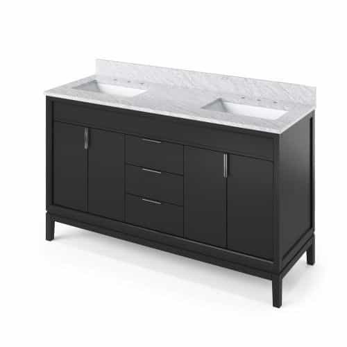 Jeffrey Alexander Black Theodora Double Vanity & White Carrara Marble