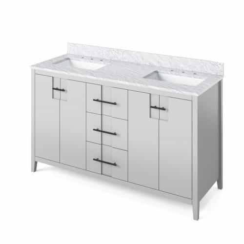 Jeffrey Alexander Grey Katara Double Vanity & White Carrara Marble