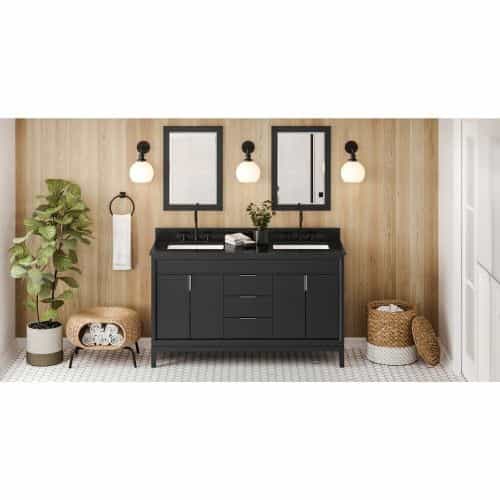 Jeffrey Alexander Black Theodora Double Vanity With Black Granite Top