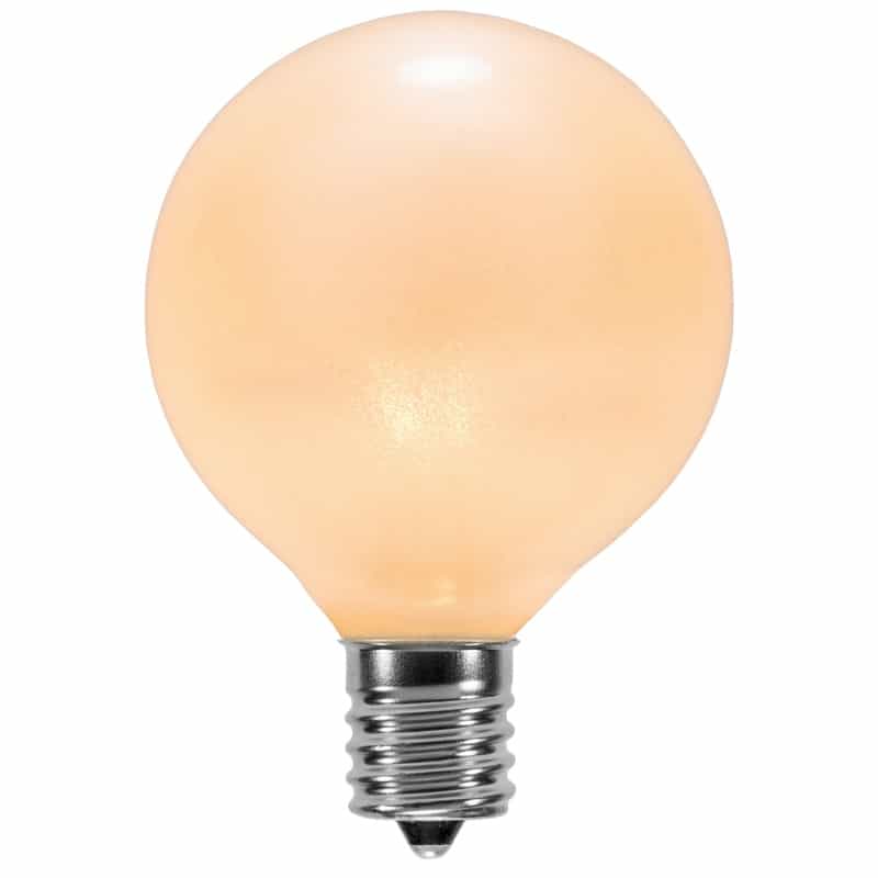 G50 Pearl White Triple Dipped Transparent Globe Lights, E17 - Intermediate Base