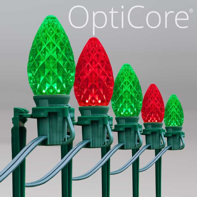 C7 Green / Red Opticore® Christmas Led Pathway Lights, 7.5" Stakes