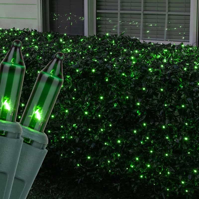 Green Mini Christmas Net Lights On Green Wire