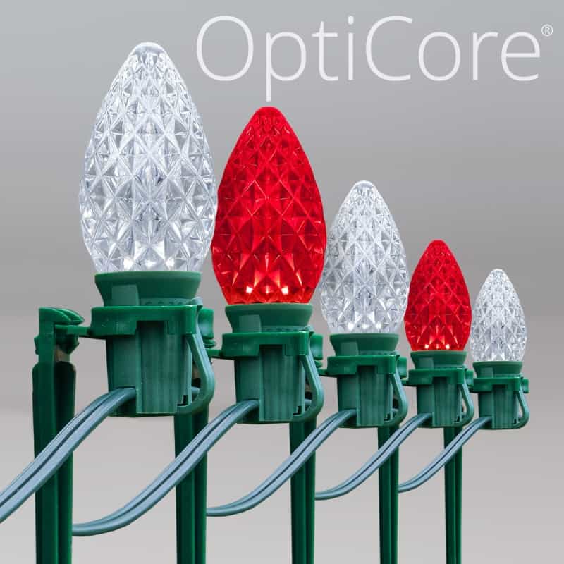 C7 Cool White / Red Opticore® Christmas Led Pathway Lights, 7.5" Stakes