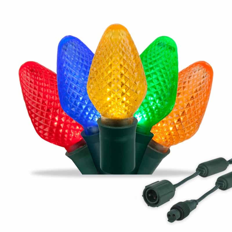 Commercial C7 Multi Color Led Christmas Lights On Green Wire