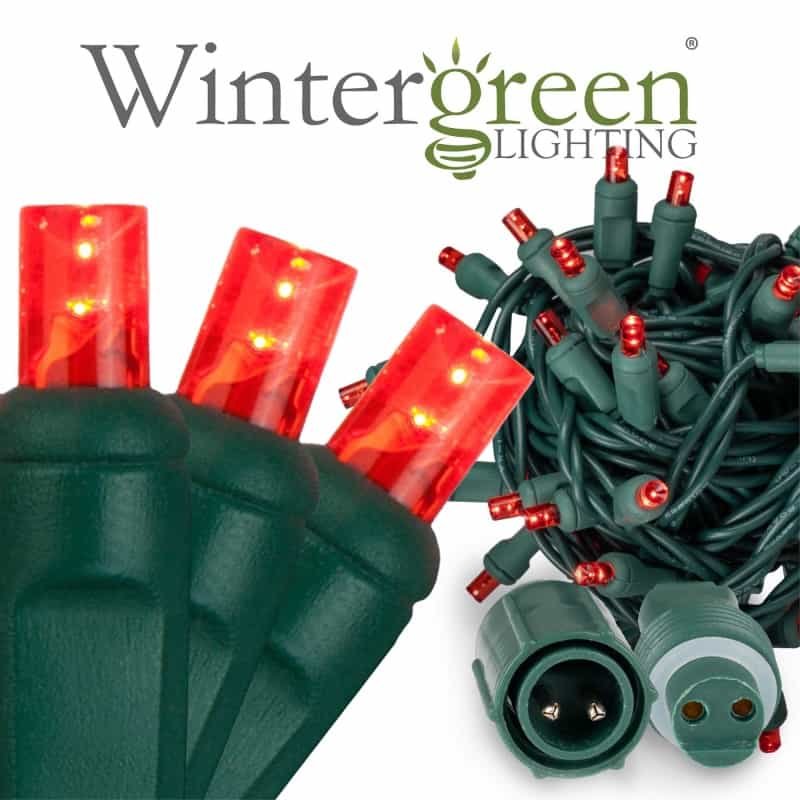 Weatherprotm Commercial 5Mm Wide Angle Red Led Christmas Lights On Green Wire