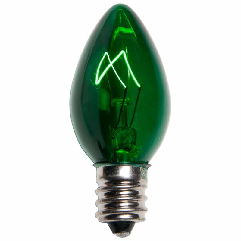 C7 Green Triple Dipped Transparent Bulbs