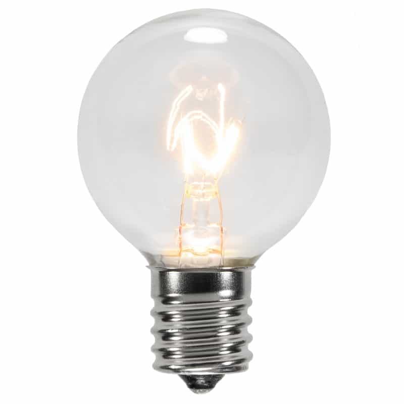 G40 Clear Transparent Globe Lights, E17 - Intermediate Base