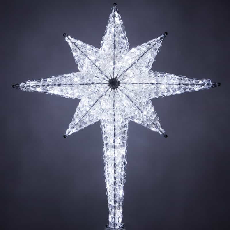 Shimmering Cool White Led Crystal 8 Point Star Tree Topper