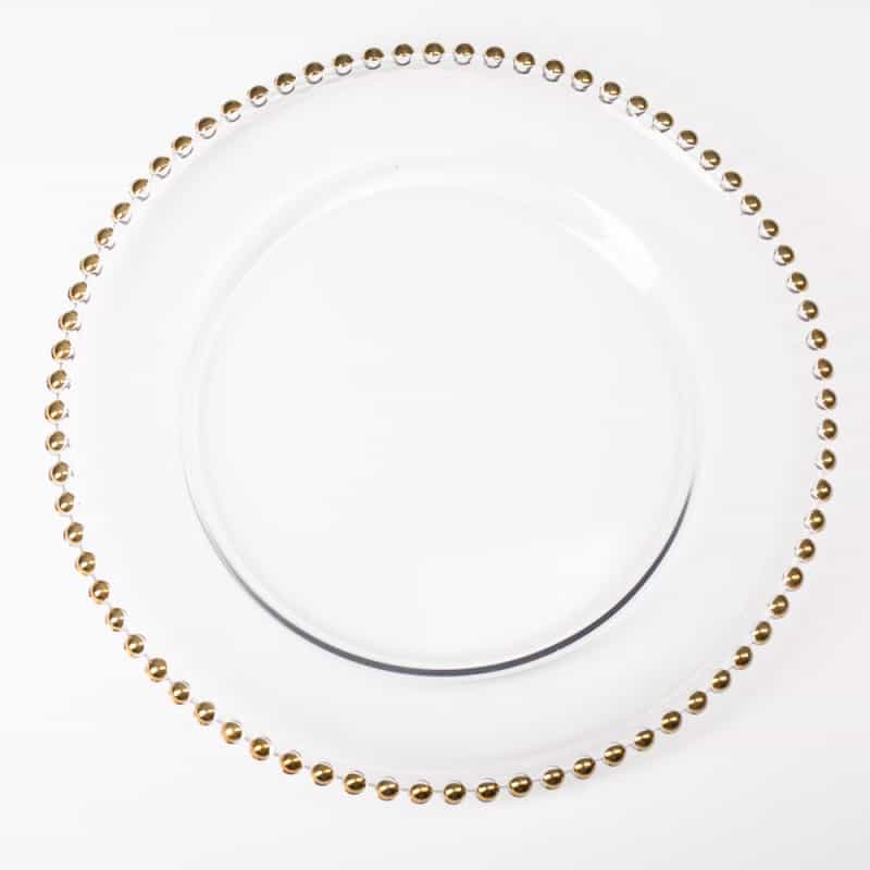 Richland 13" Gold Beaded Glass Charger Plate Set Of 12