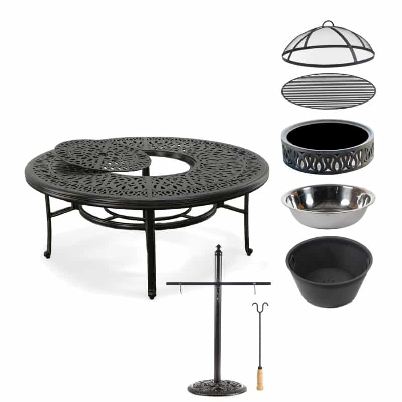Grand Bonaire Weave Outdoor Fire Pit Table With Accessories