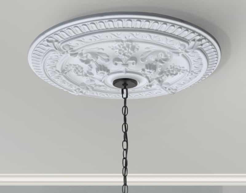 White Scroll Rose Chandelier Ceiling Medallion