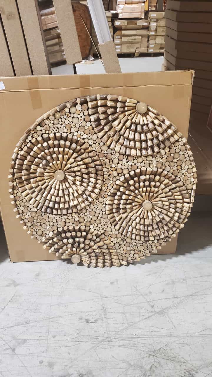 Round Wall Art Random Wood 40In