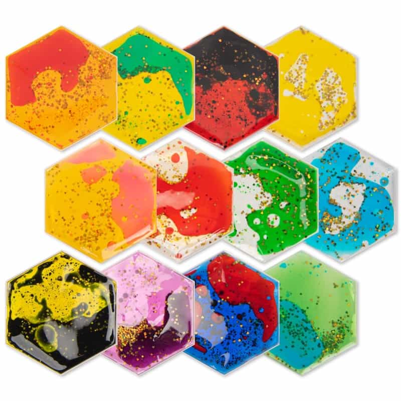 A11106cl12-Art3d 6”X6” Square Sensory Fidget Liquid Motion Tiles For Kids, Toddler, Teens - Interactive Soft Gel Liquid Play Mats For Home, Schools, Playrooms, Multi-Pack Of 12 Tiles