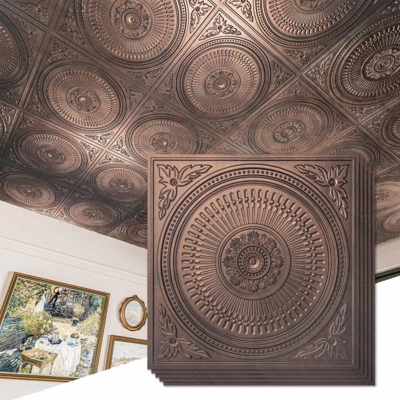 A10934ac-Art3d 12-Pack 24''X24'' Drop Ceiling Tiles, Decorative Pvc Ceiling Panels For Interior Kitchen Bathroom Basement