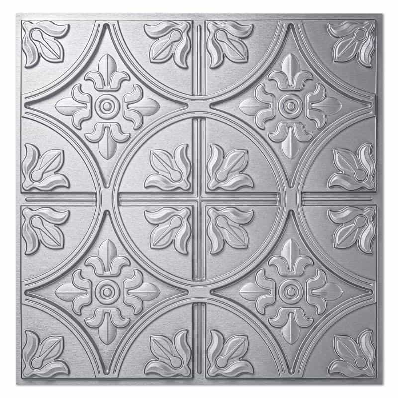 A10902as-Art3d Decorative Drop Ceiling Tile,2X2 Ft ,Glue Up Ceiling Panel In Argent Silver