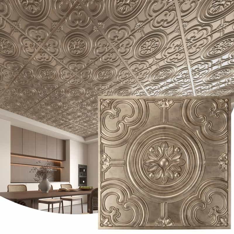 Art3d 12-Pack 24"X24" Drop Ceiling Tiles, Waterproof Glue Up Ceiling Panels