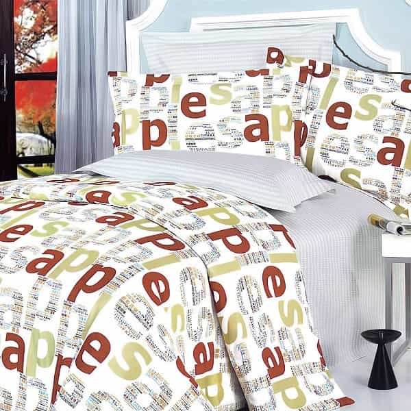 100% Cotton 4Pc Duvet Cover Set - Apple Letter