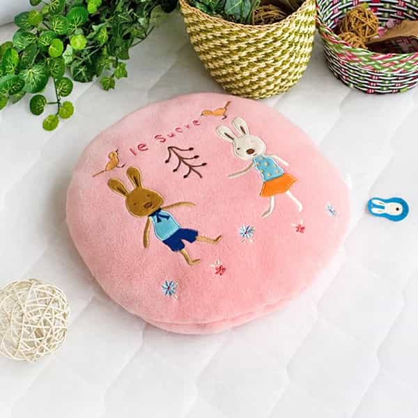 Blanket Pillow Cushion - Sugar Rabbit - Round Pink02