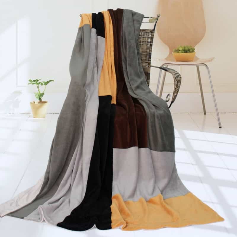 Soft Coral Fleece Patchwork Throw Blanket - Sleepless Nights