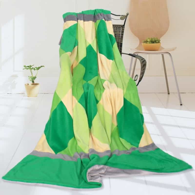 Soft Coral Fleece Patchwork Throw Blanket - Plaids - Grassland