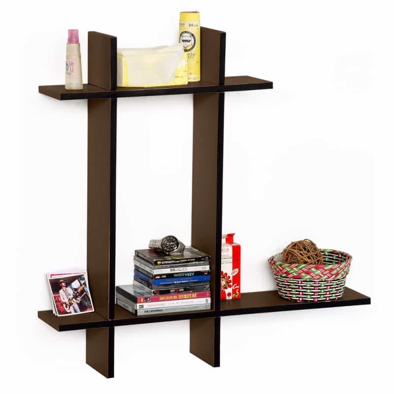 Leather Cross Type Sheve / Book Shelve - Light Coffee-b