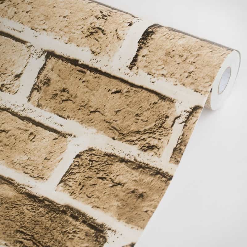 Khaki Brick - Self-Adhesive Wallpaper Home Decor