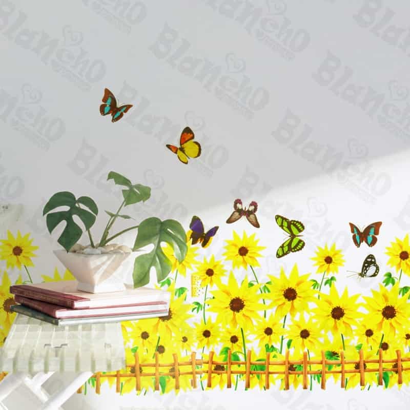 Colorful Butterfly And Blooming Flowers - Wall Decals Stickers Appliques Home déCor