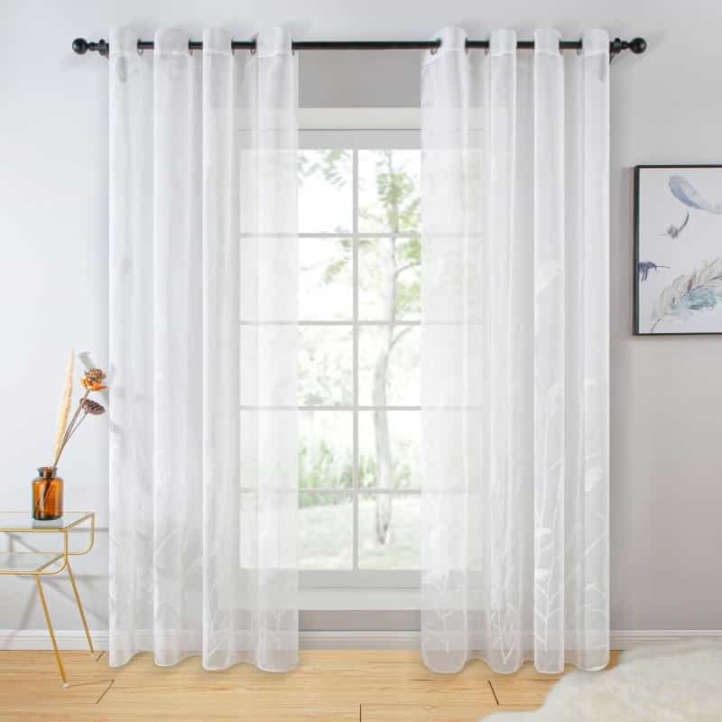 Sheer Curtain Panel Floral White Window Treatments;* Dolce Mela - On Sale Now * - Dolce Mela - Malta