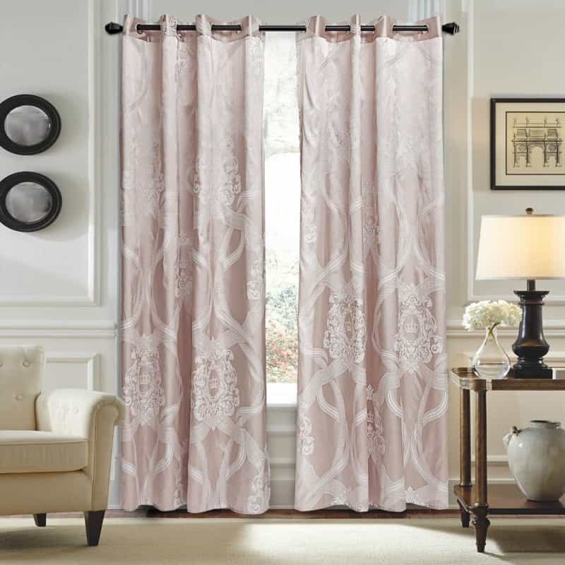 Curtains Damask Jacquard Grommet Semi-Blackout, Tall 60X100, Le-Harve By Dolce-Mela